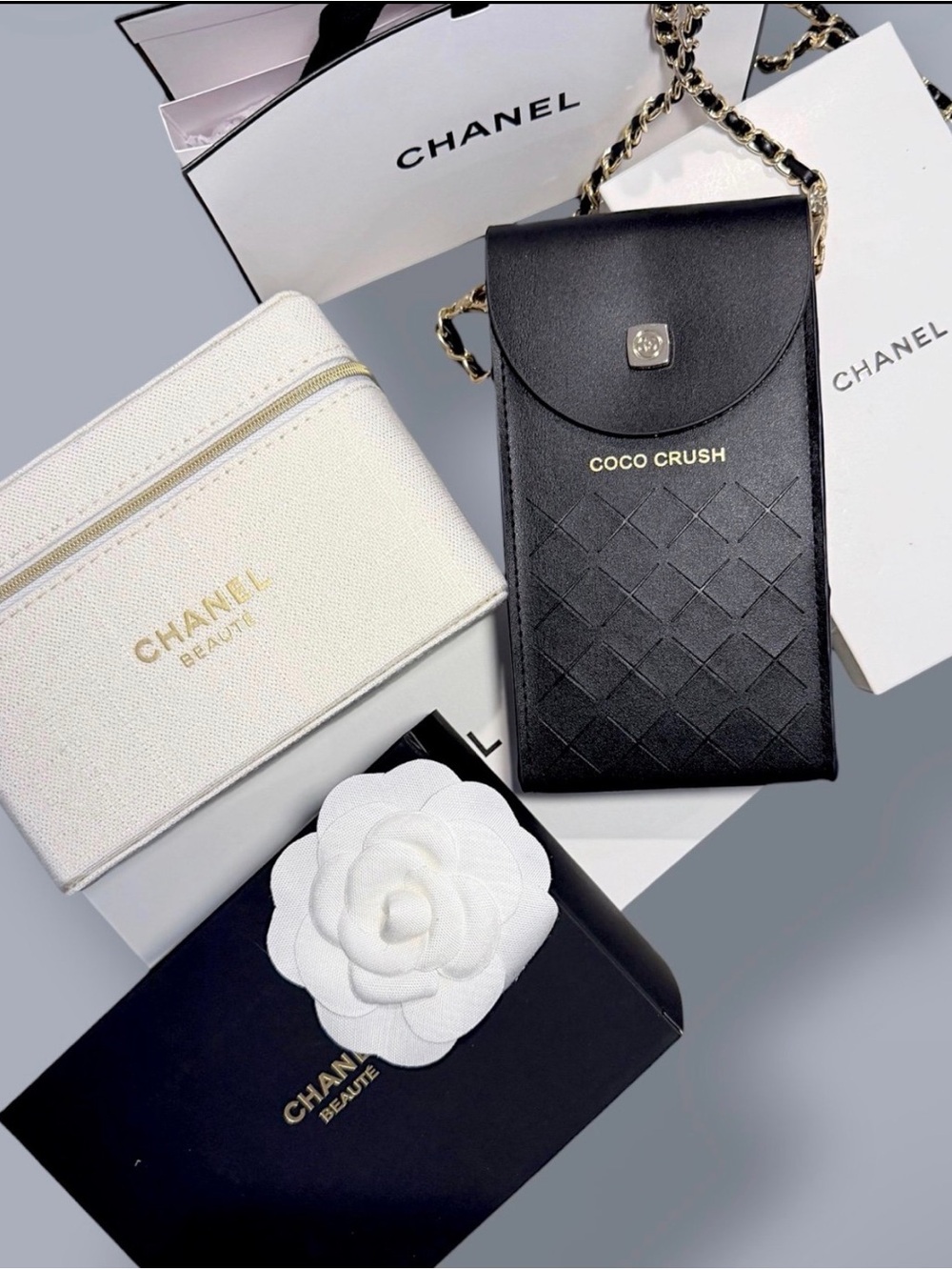 Chanel GWP Items Coco Crush Black Leather Crossbody Phone Pouch - Picture 10 of 14